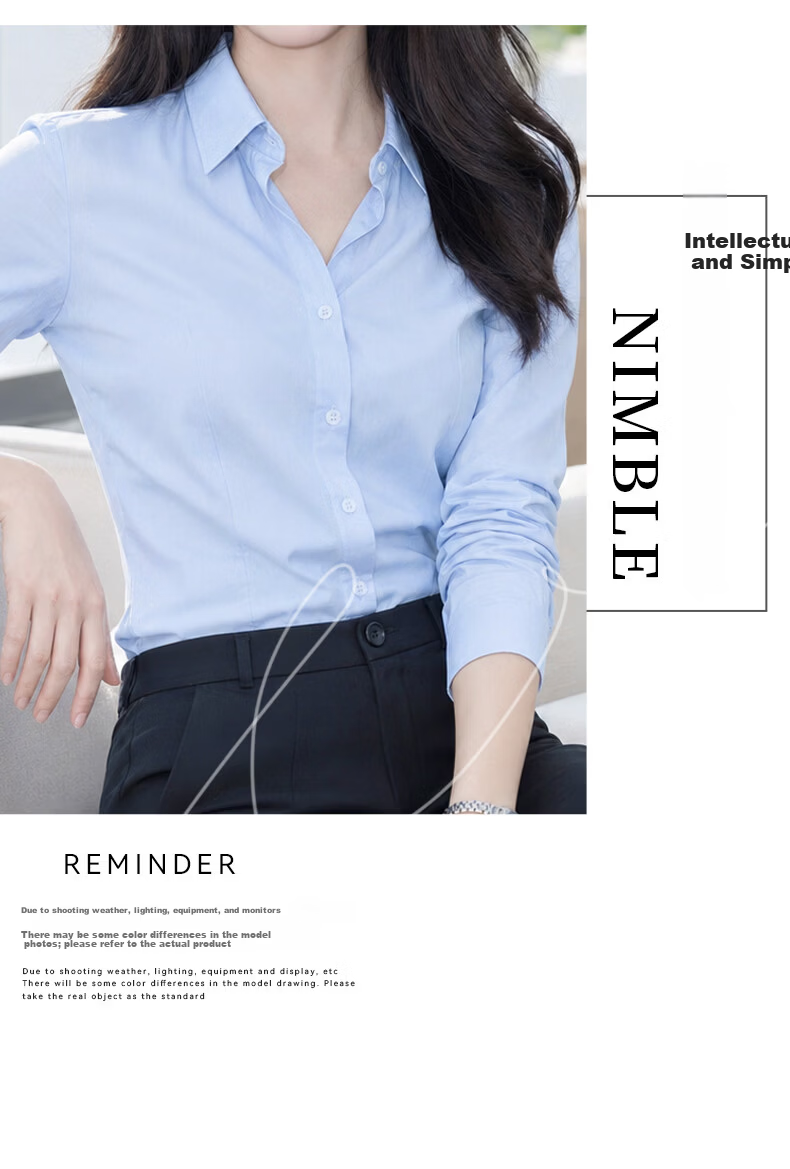 Chaoxu White Shirt Women's Daily Casual 2026 New Non-Iron Simple Long Sleeve Commuter Interview Professional Formal Shirt 15