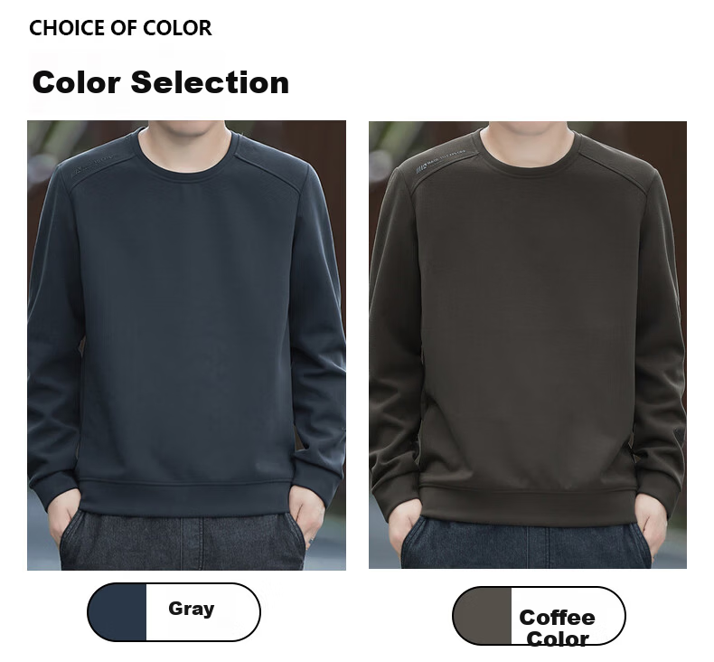 Romon Men's Sweatshirt Spring High-End Business Casual Long Sleeve T-Shirt Versatile Crew Neck Base Shirt Jacket Green D7S 2XL 5