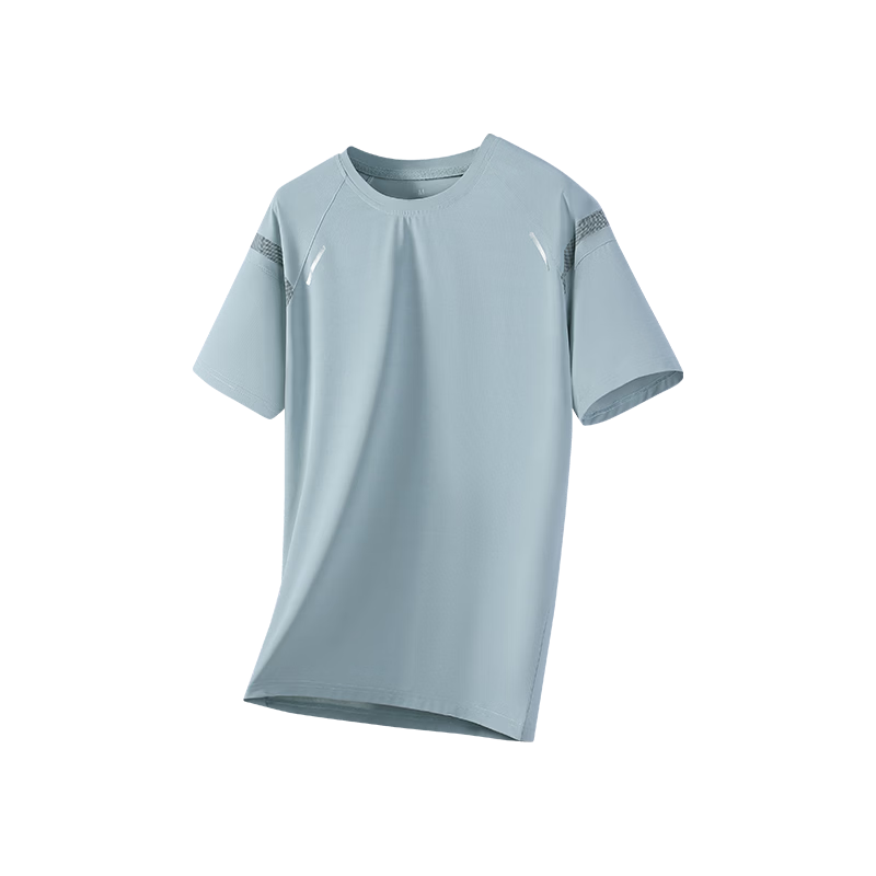 ROMON Men's Short Sleeve T-Shirt Summer Thin Loose Casual Ice Silk Cooling Sports Quick-Dry Base Shirt 8204 Silver Gray 3XL