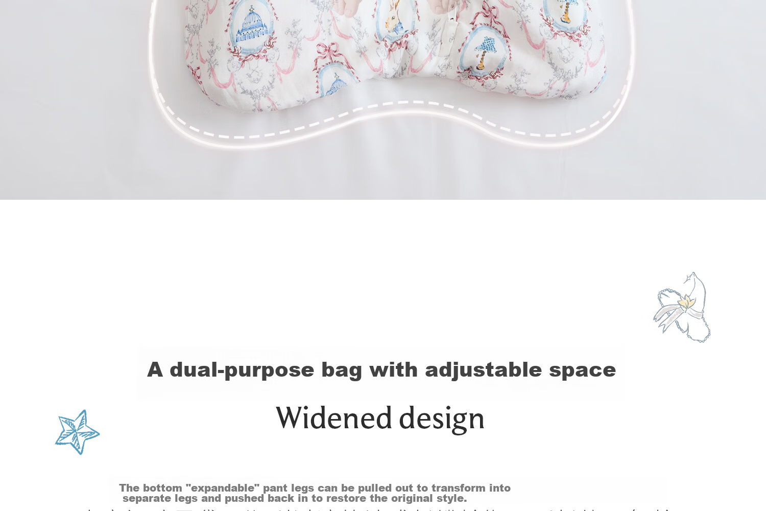 DOMIAMIA Baby Sleeping Bag All-in-One Four Seasons Universal 2-in-1 Anti-Kick Quilt Six-Layer Gauze Velvet Rabbit S 21-25℃ 10