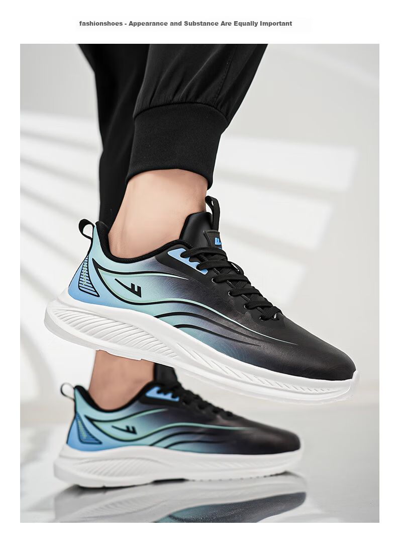 Warrior Huili Official Men's Autumn Leather Waterproof Sports Shoes Lightweight Casual Running Shoes Black Blue Green Size 40 5