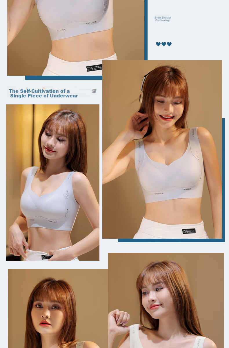 Urban Beauty Large Bust Minimizing Bra for Women, Push-Up, Anti-Sagging, Adjustable, Wireless, Thin, Plus Size, Seamless Underwear 22
