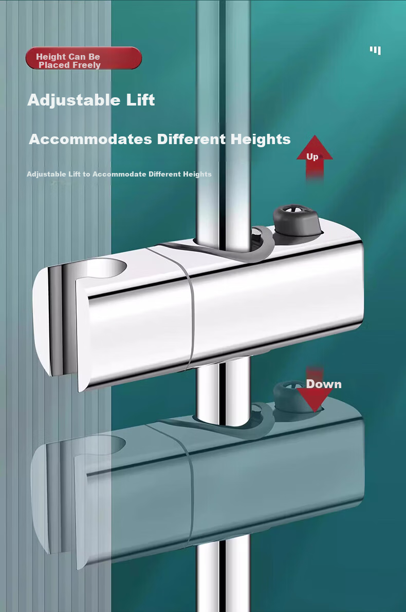 WUZORY [Germany] Pressurized Shower Head Holder, No-Drill Clip Fixed Sliding Bracket W121 13