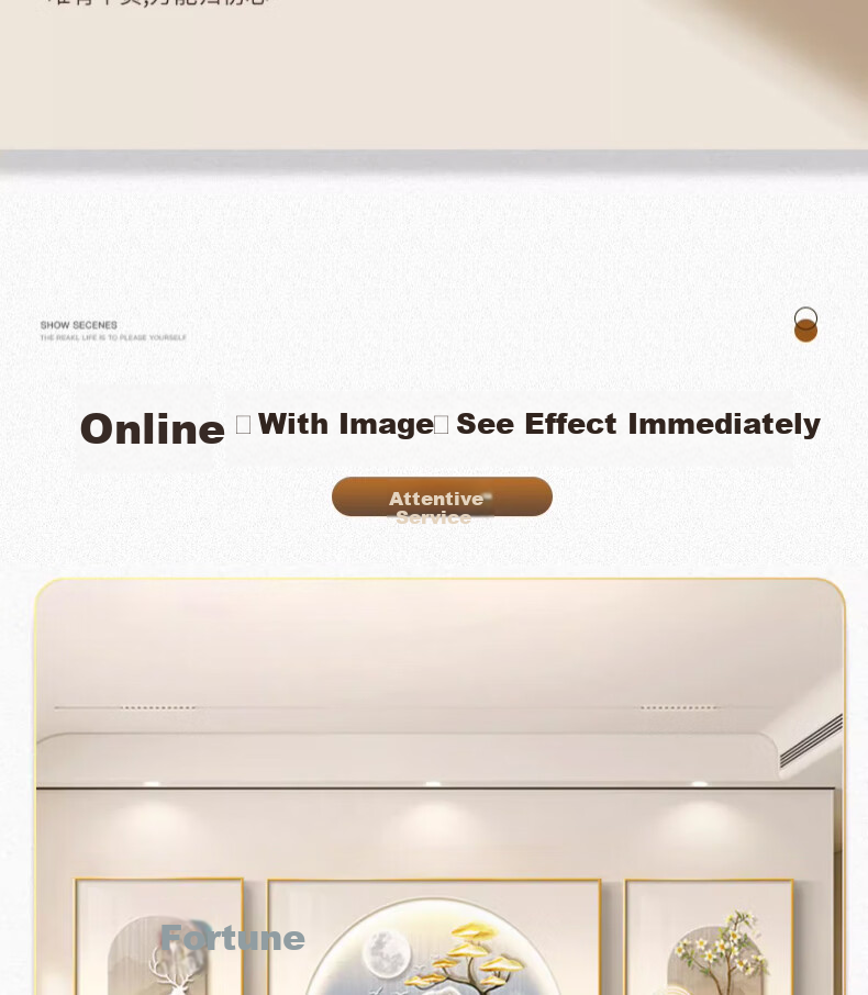 Mao Jiu Jiang Cream Style Furui Continuous Living Room Decorative Painting High-End Sofa Background Wall Hanging Triptych Wall Art 5