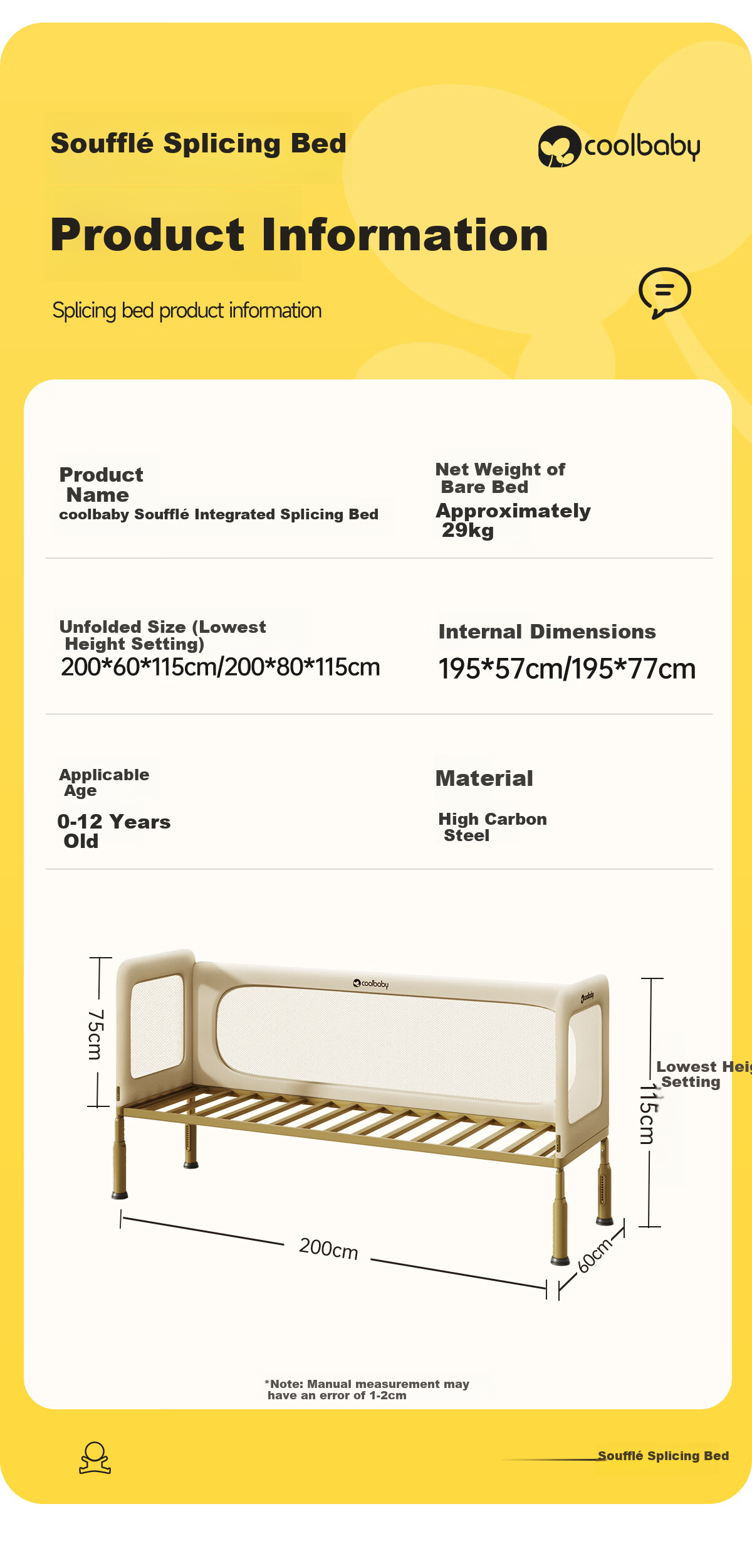Coolbaby 4D Fiber Washable Patchwork Mattress for Baby and Adult (200*60cm) 11