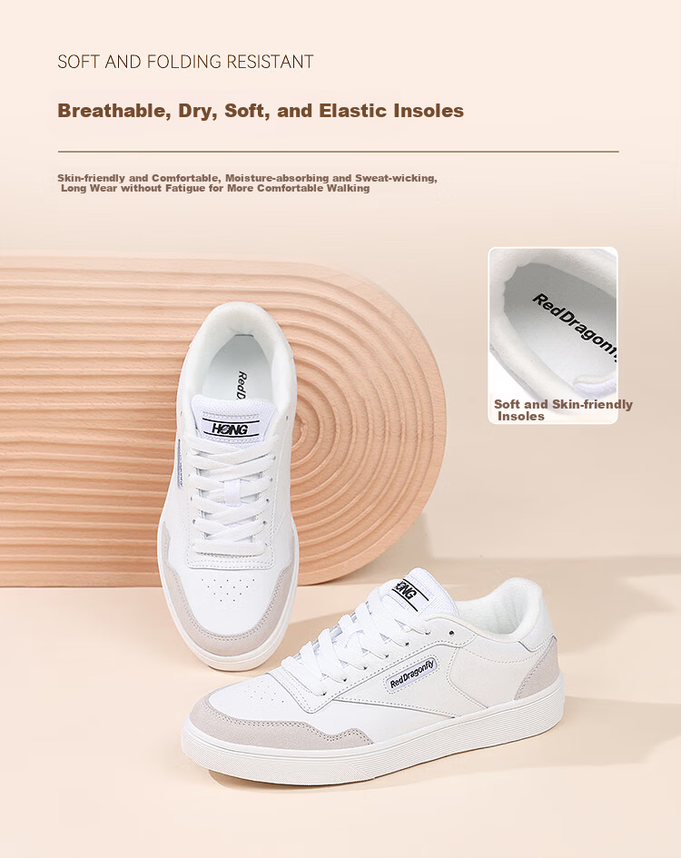 Red Dragonfly Women's Flat Casual White Sneakers Durable Sports Shoes WXB351982 White Size 38 3