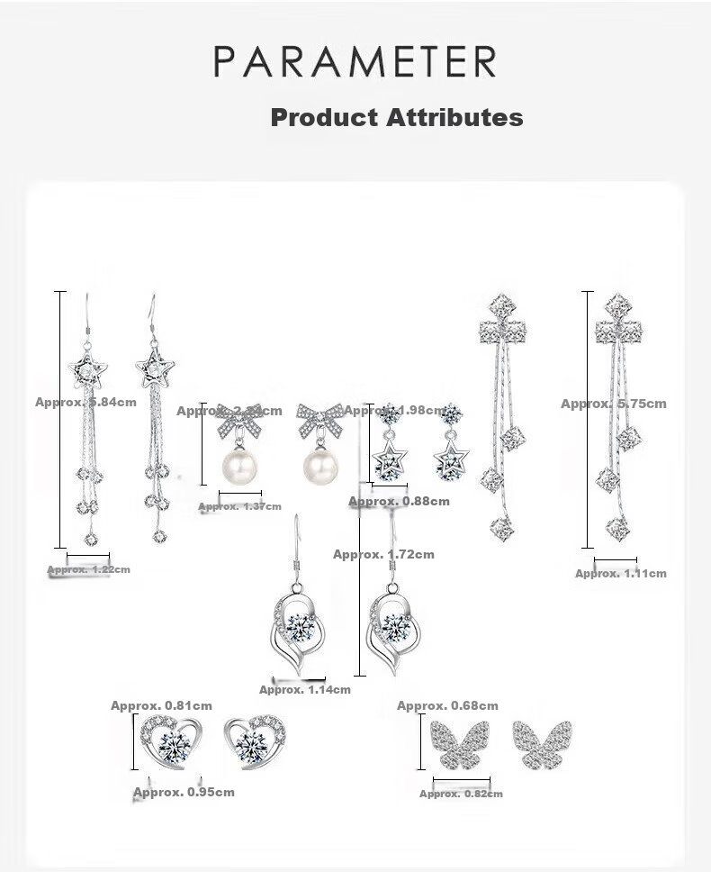 Zhoubaifu Silver Needle Weekly Earrings for Women, Gift Box Set, Birthday And Christmas Present for Girls 4