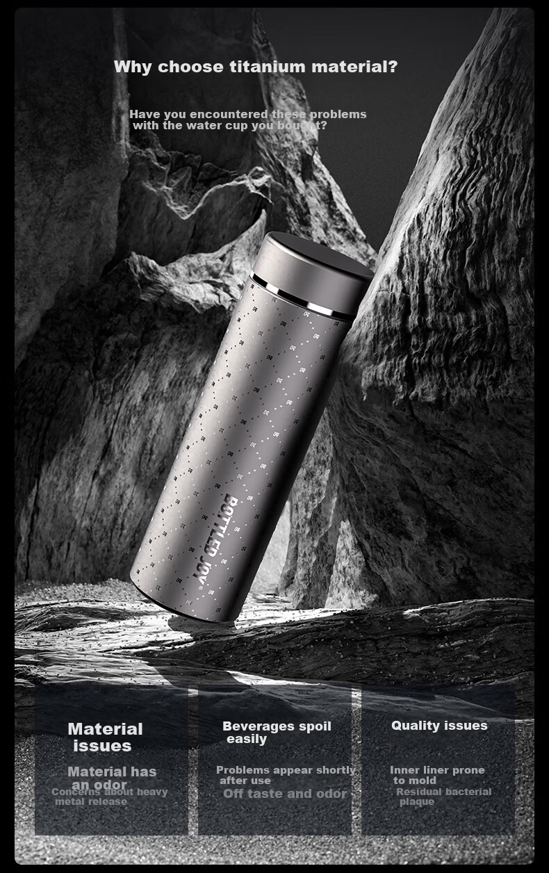 Dundun Bottled Joy Pure Titanium Insulated Mug for Office, Business, Outdoor Camping, Birthday Gift Water Cup 2