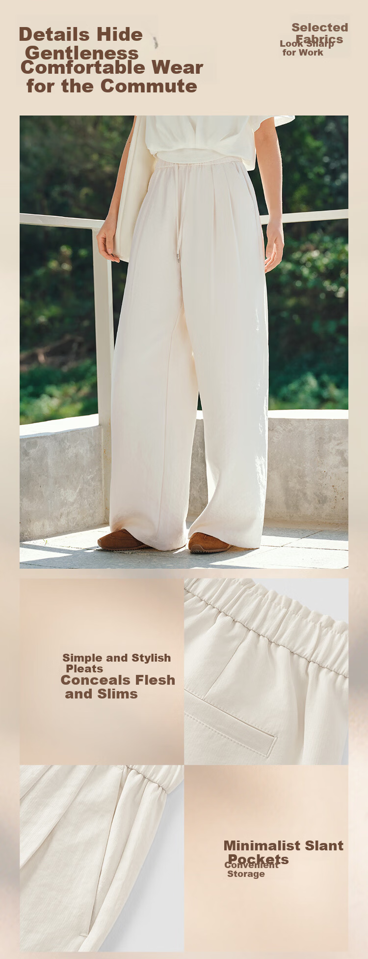 Semir Casual Pants Women Summer Pleated Loose Textured Wide-Leg Pants 2026 Milk Puff Pants 101326127018A 5