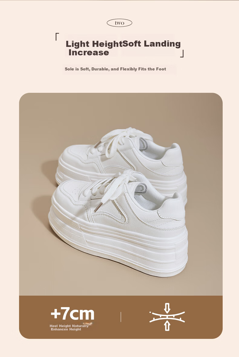Daphne Women's Thick-Soled White Sneakers 2026 New Summer Lightweight Casual Platform High-Heel Shoes for Shorter Height 2