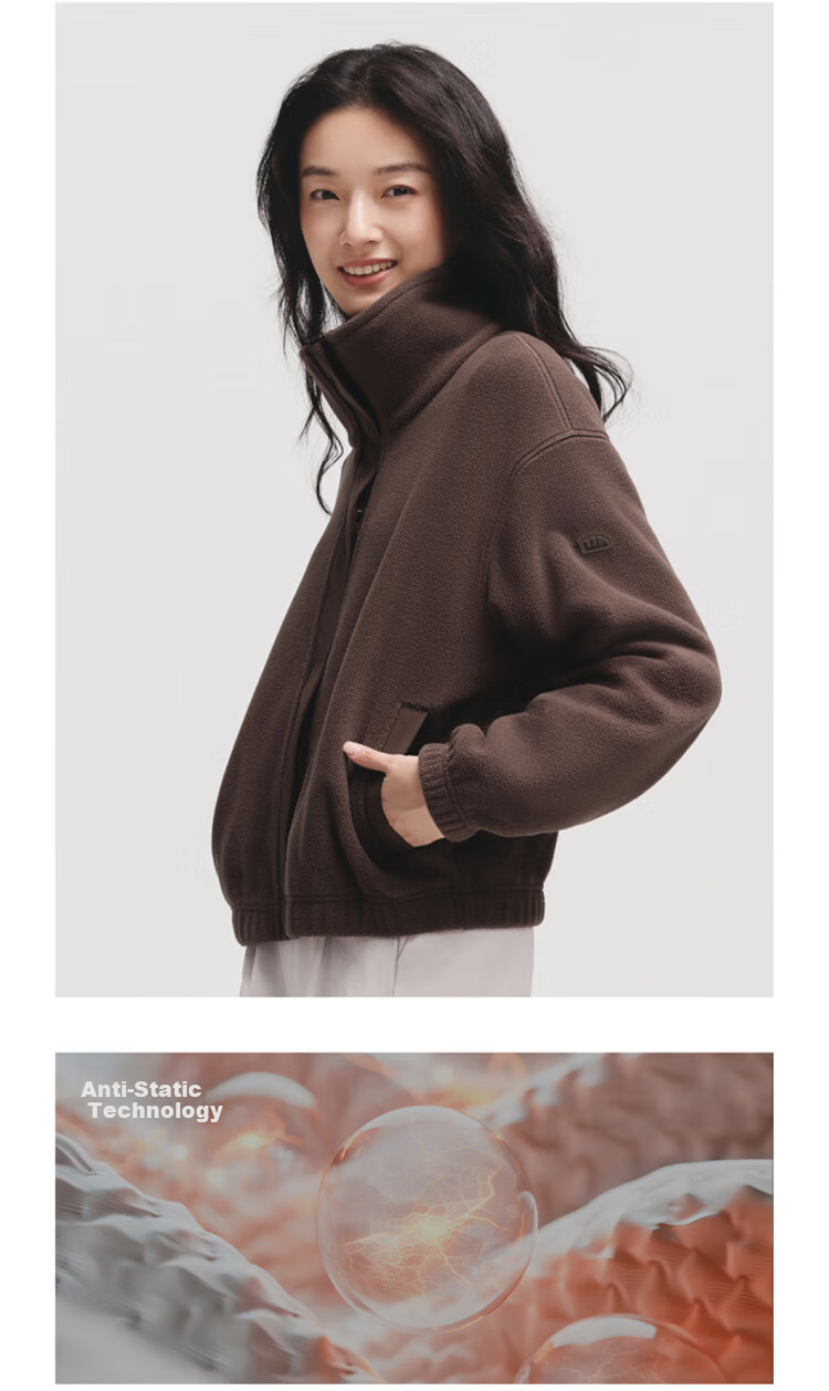 Beneunder Women's Autumn Winter Fleece Jacket 2025 New Polar Fleece Stand Collar Jacket with Fleece Lining 12