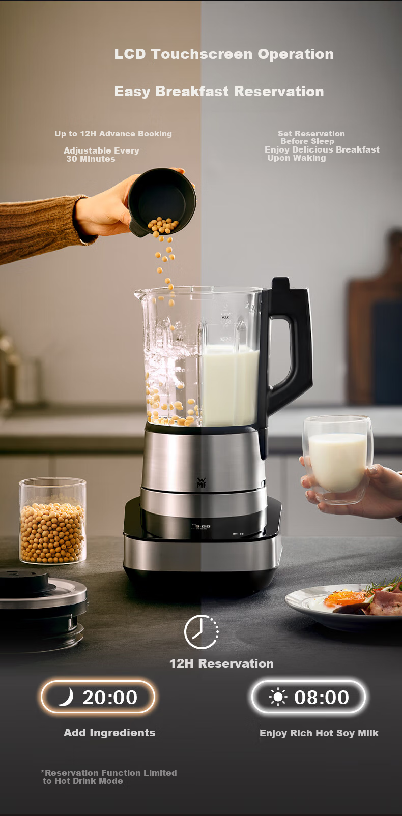 WMF Brushless Titanium Blade Blender Variable Frequency Noise Reduction 1.5L Hot and Cold Dual Use Waterproof Smart Control Panel Detachable Blade Grinder Food Processor 9