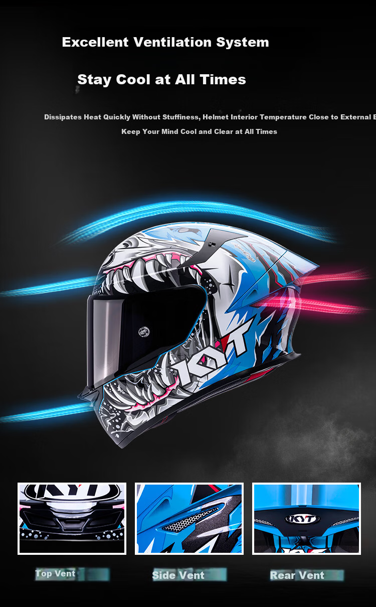 KYT Official Genuine Imported Motorcycle Helmet Unisex Four Seasons Full Face Windproof and Anti-fall TE-02 Bright White XXL 6
