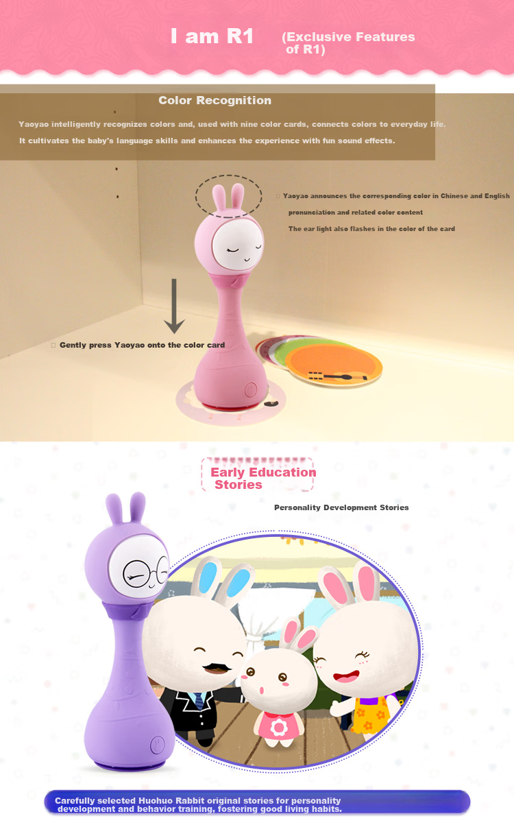 Huohuo Rabbit Newborn Electronic Soothing Rattle Teether Infant Baby Toy Early Education Story Machine Birthday Gift 5