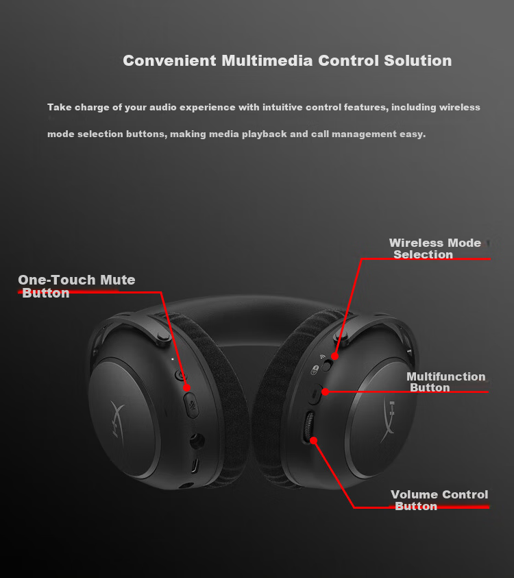 HYPERX Alpha II Wireless Black Over-Ear Gaming Headset Long Battery Life Compatible with Call of Duty: Modern Warfare II 9
