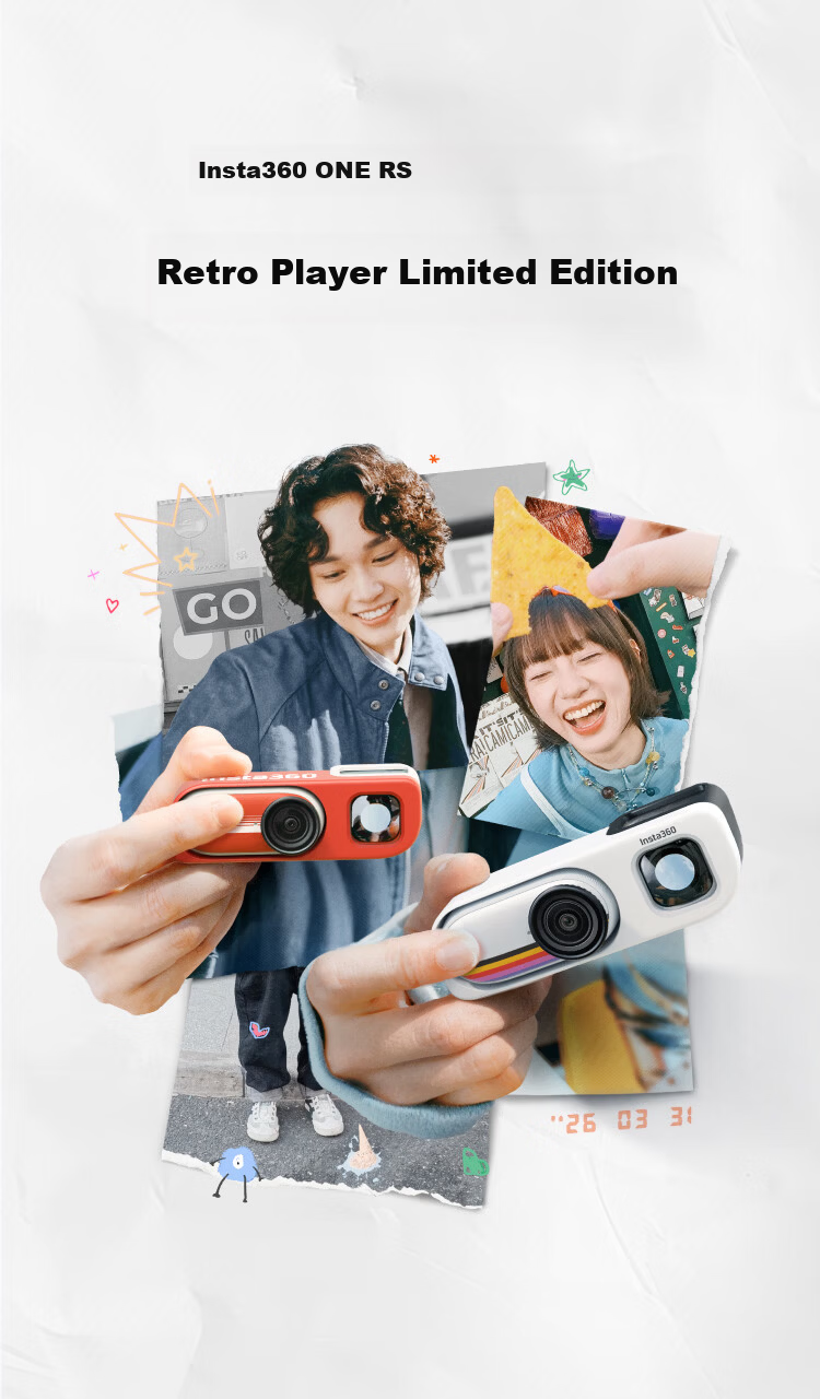 Insta360 GO 3S Vintage Player Limited Edition 4K Thumb Camera Trendy Street Photography Inspiration White 64GB 1