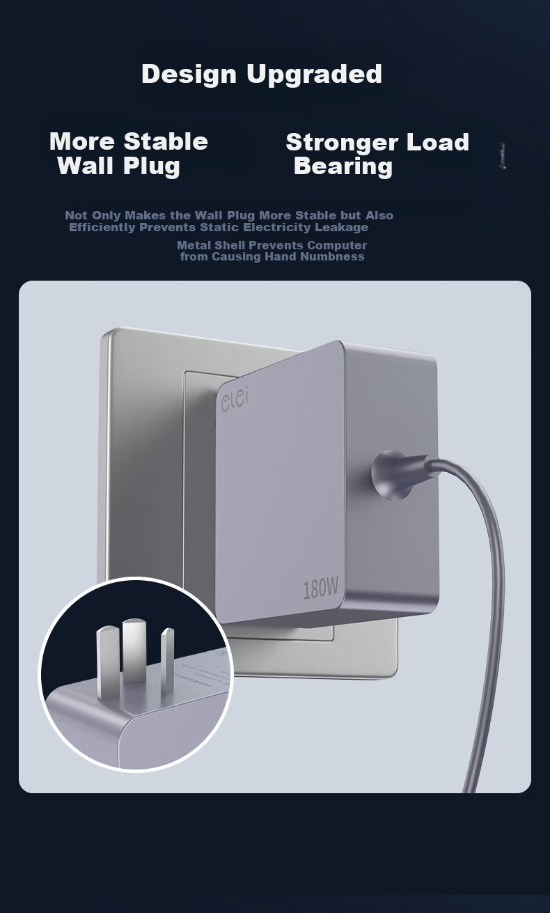 Elei Compatible ASUS FX608L J Phantom 16 Tianxuan AI 180W Square Port Power Adapter 20V 9A GaN Charger 4