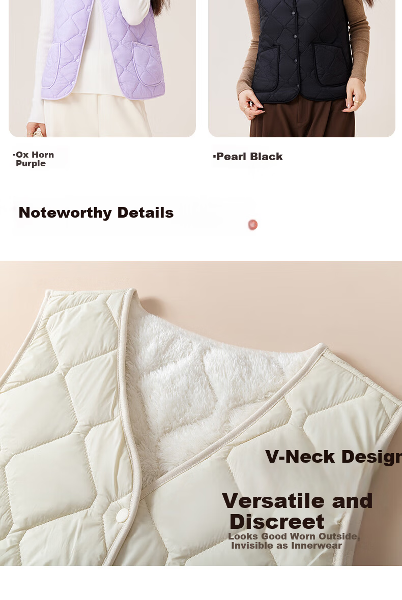 Urban Beauty Women's Thermal Vest Wool Sleeveless Jacket Lightweight Fleece Thickened Heated Vest for Spring Autumn Winter 14