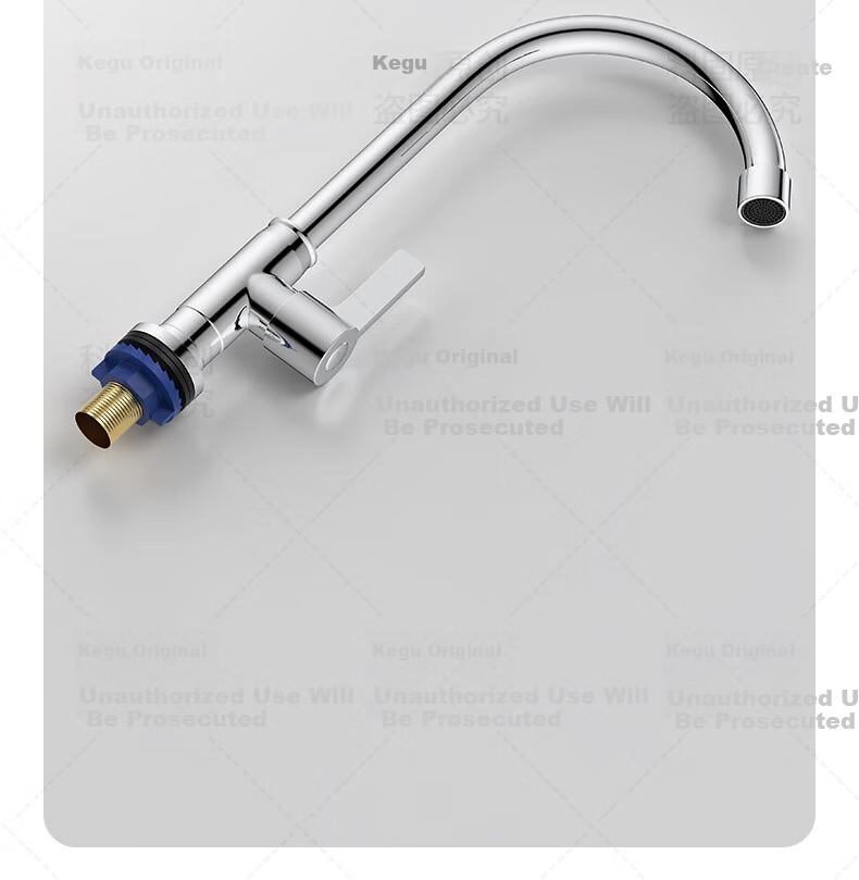 KEGOO Kitchen Single Cold Water Faucet Sink Basin High-Arc Rotatable Tap K2041 19