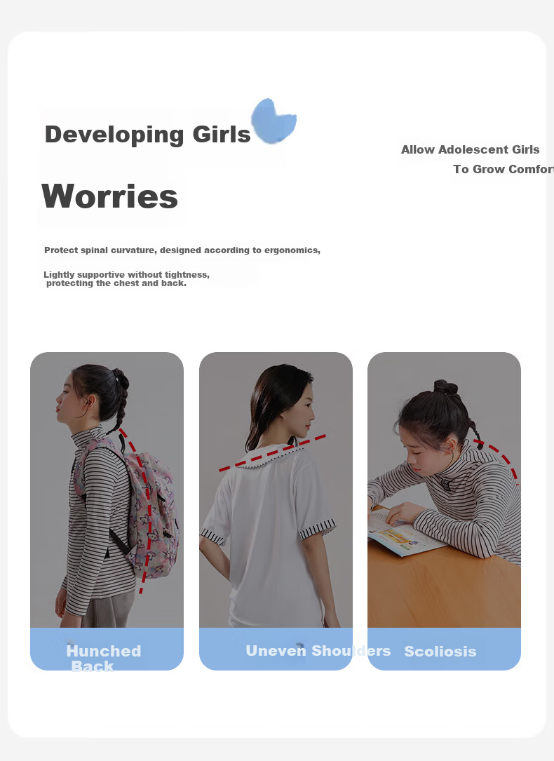 Xueqiman Girls Youth Development 7A Antibacterial Breathable Sports Lightweight Non-Padded Non-Slip Junior High School Bra 1