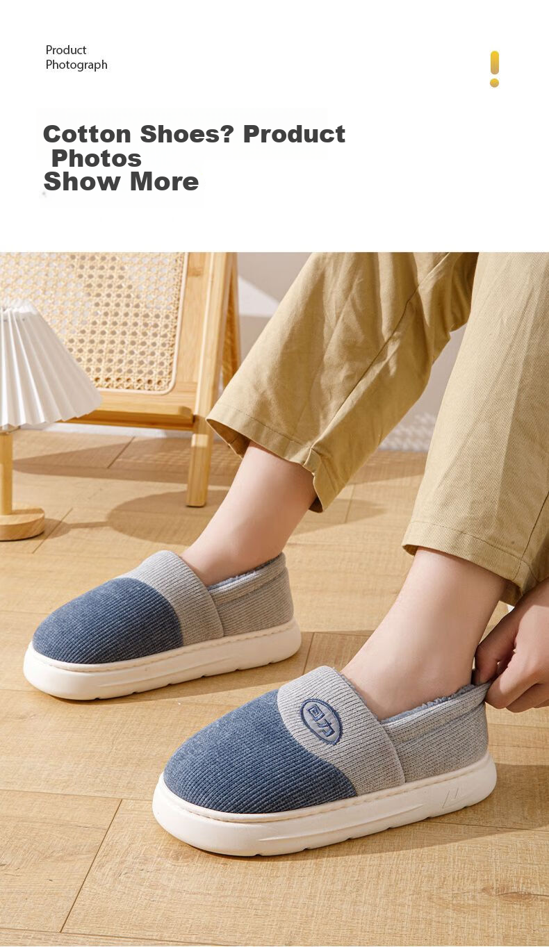 Warrior Men's Winter Thick-Soled Cotton Slippers with Heel Support, Warm Indoor and Outdoor Non-Slip Cotton Shoes 0756 Gray Size 40-41 11