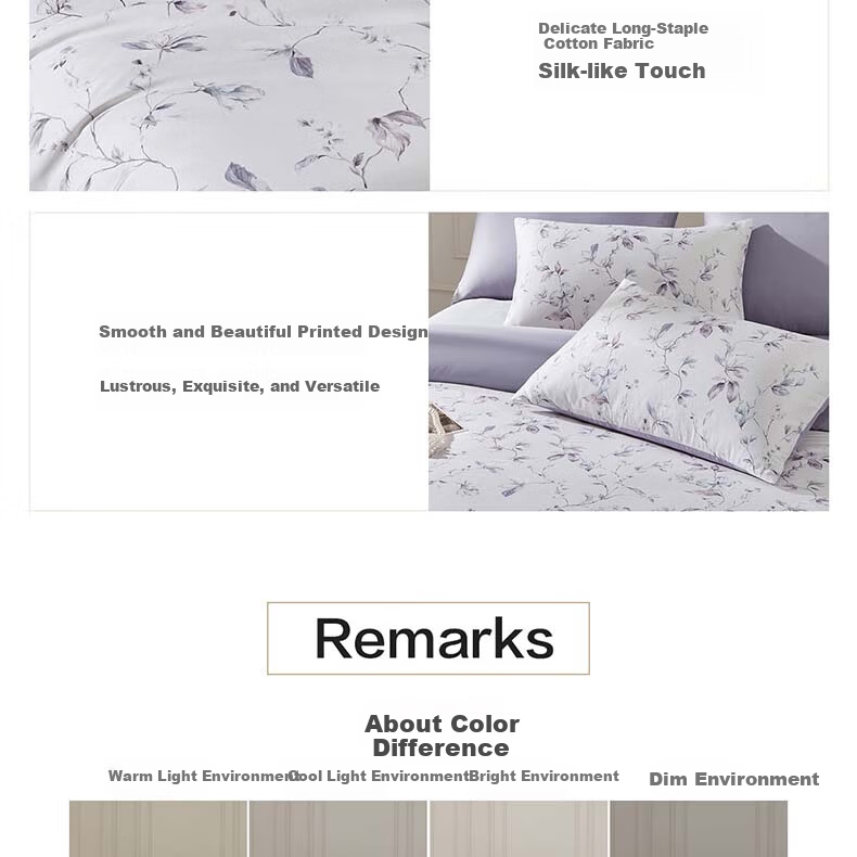 BEYOND Home Textiles, 60-Count Xinjiang Long-Staple Cotton Four-Piece Set, Luxury Pure Cotton Bedding Set, Cotton Bed Sheet And Duvet Cover for 1.8-Meter Bed, Yeying Home Furnishings 11