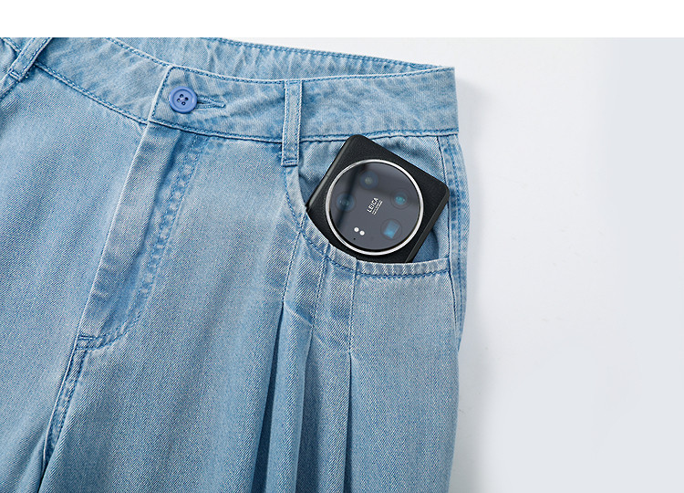 Demana [Lyocell Cotton Blend] Summer Simple Mid-High Waist Pleated Wide-Leg Slimming Concealing Denim Jeans for Women Premium Feel 13