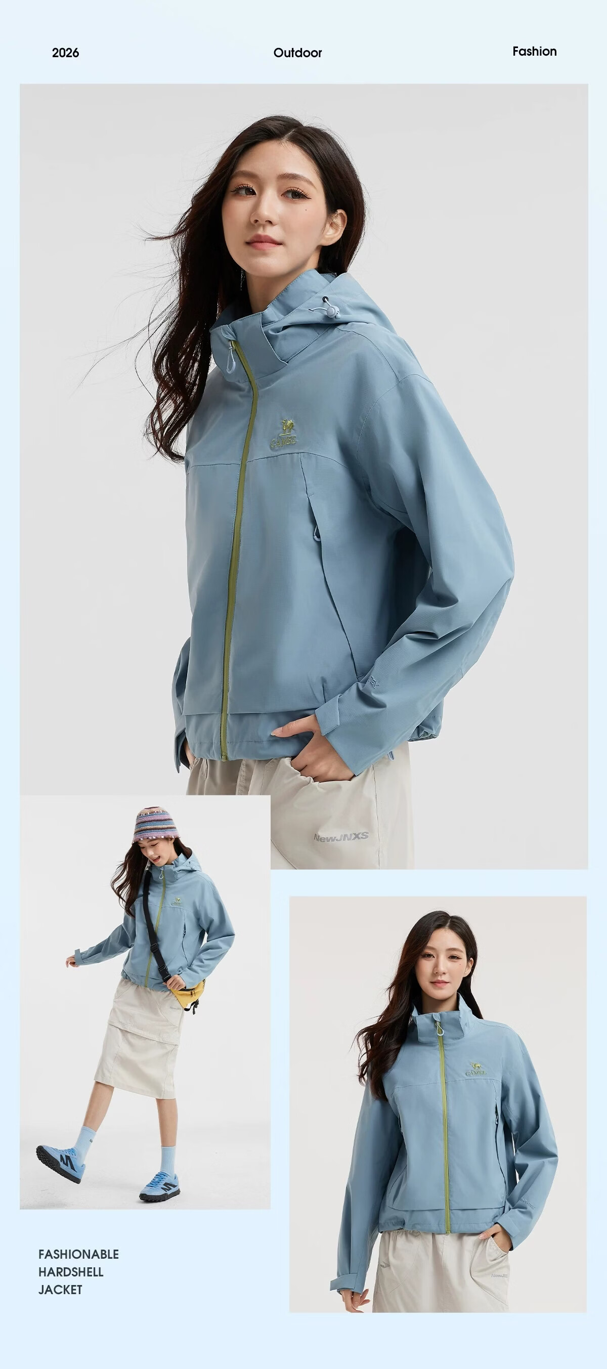 Camel Women's Outdoor New Yellow Short Windproof Waterproof Jacket Unisex Hiking Mountaineering Coat 12