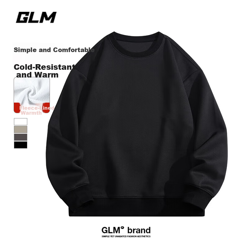 GLM Men's Heavyweight Loose Fit Hoodie Autumn Winter Casual Fleece Lined Youth Trendy Jacket Khaki Fleece Lined M 5