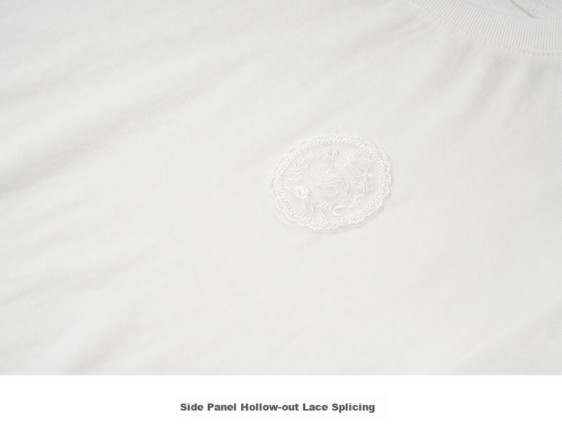 Olrain French Lace Splice Snowflake Cotton Long Sleeve T-Shirt Women Spring New Commuter Casual Top Off-White M 20