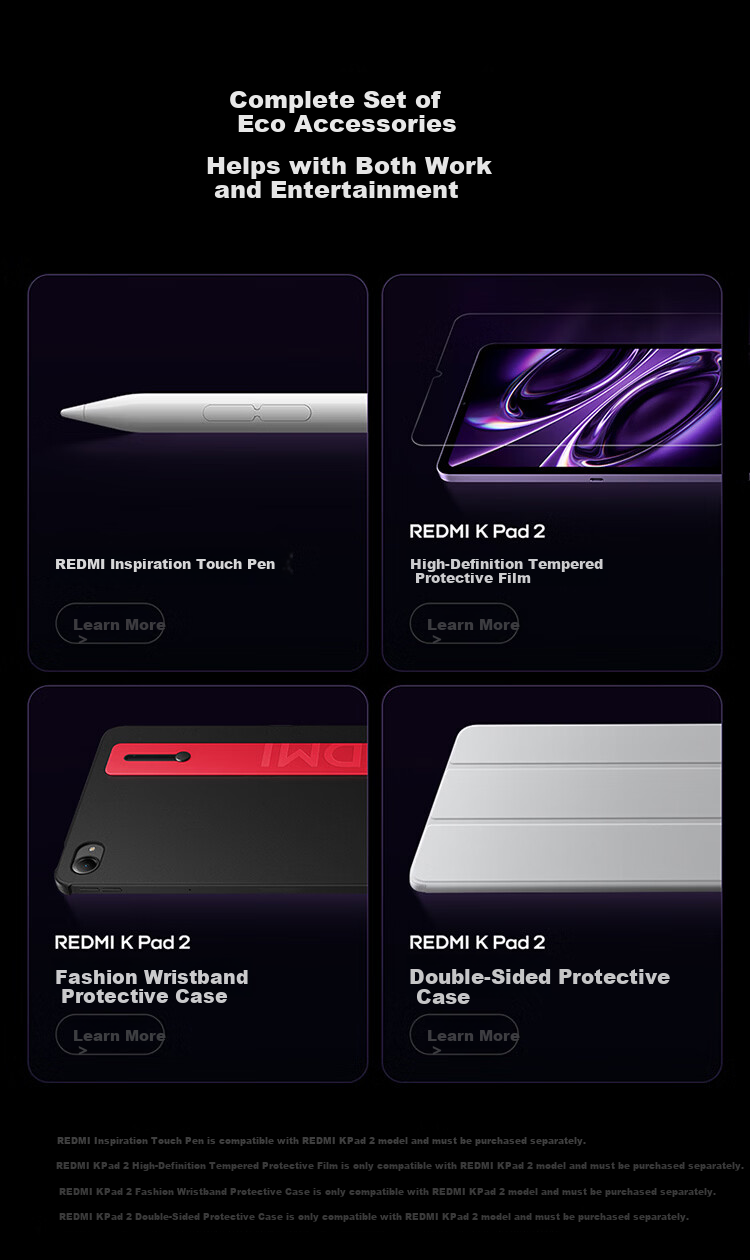 MI Redmi Pad REDMI K Pad 2 8.8-inch Gaming Tablet 3K Display Dimensity 9500 Deep Black 16GB+256GB [New Configuration] Mini Tablet 34