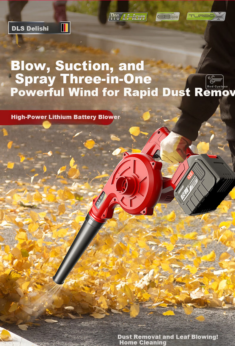 Delishi Industrial Blower Fan Dust Blower Wireless Lithium Battery Rechargeable Small Household Dual-Use Blower and Vacuum Gun 1