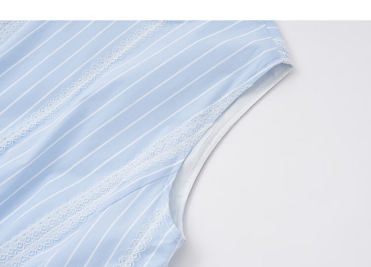 Demana [Cloud Oxygen Cotton] Summer Sweet Girl Striped Embroidered Drawstring Loose Slim Dress Women High-End Feel 13