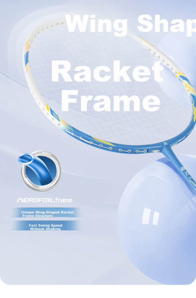 KAWASAKI Carbon Composite Badminton Racket Set Lightweight Durable Unisex Youth Double Rackets 9