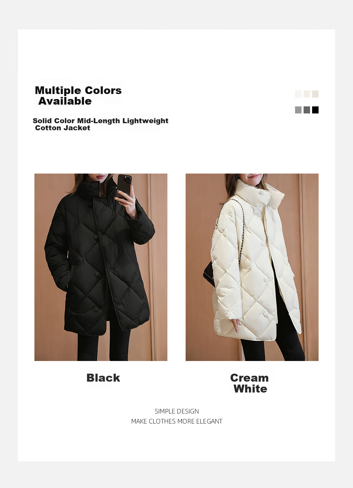 PinCai Women's Quilted Mid-Length Stand Collar Cotton Jacket Winter Windproof Over-the-Knee Coat P144M1010 1