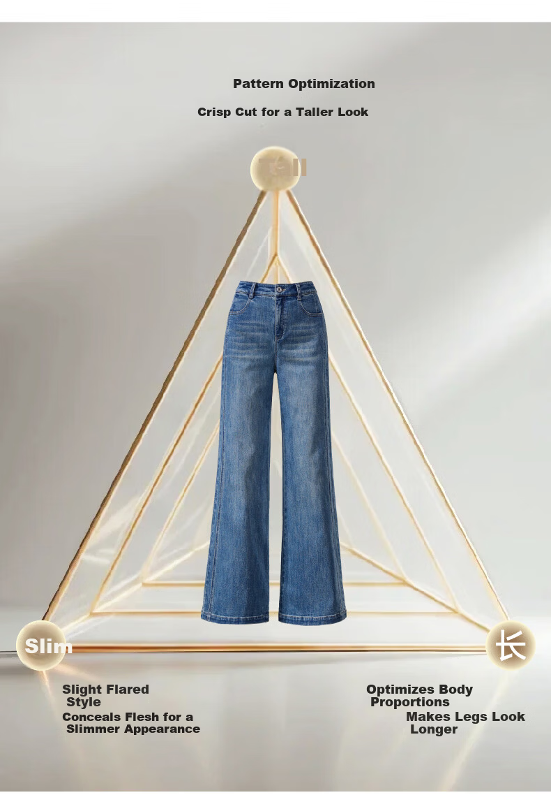 ESE-Y Golden Ratio Flared Jeans for Women 26 Spring New Slim Fit Stretch Cotton Flared Pants Black 25 10