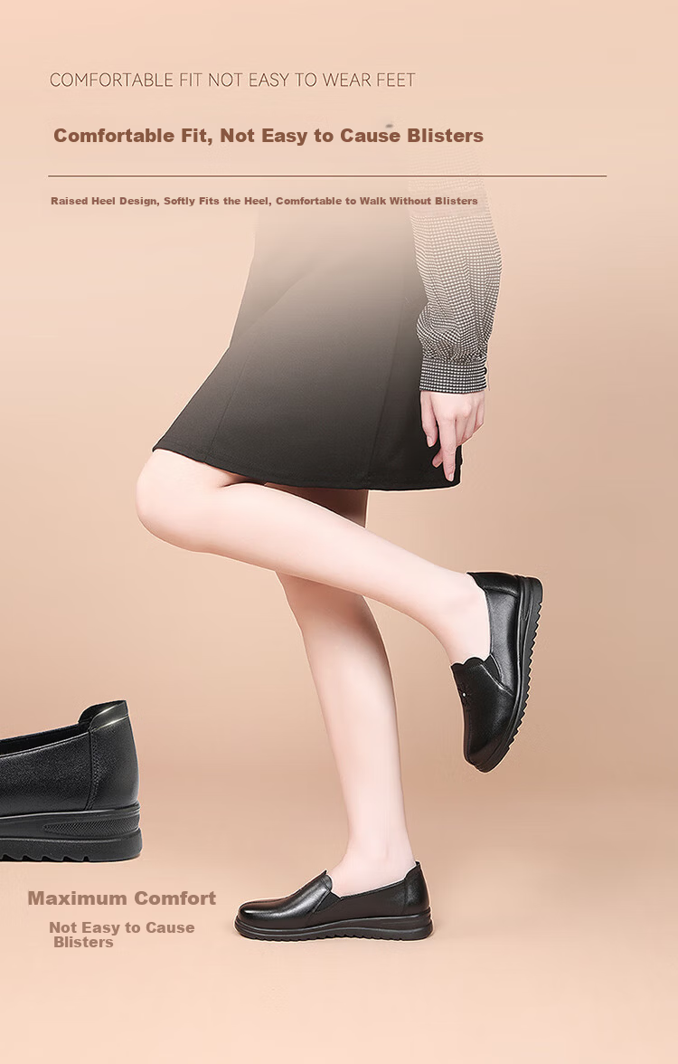Red Dragonfly Women's Soft Sole Slip-On Loafers Comfortable Breathable Cowhide Commuter Shoes WTB352001 Black Size 37 3