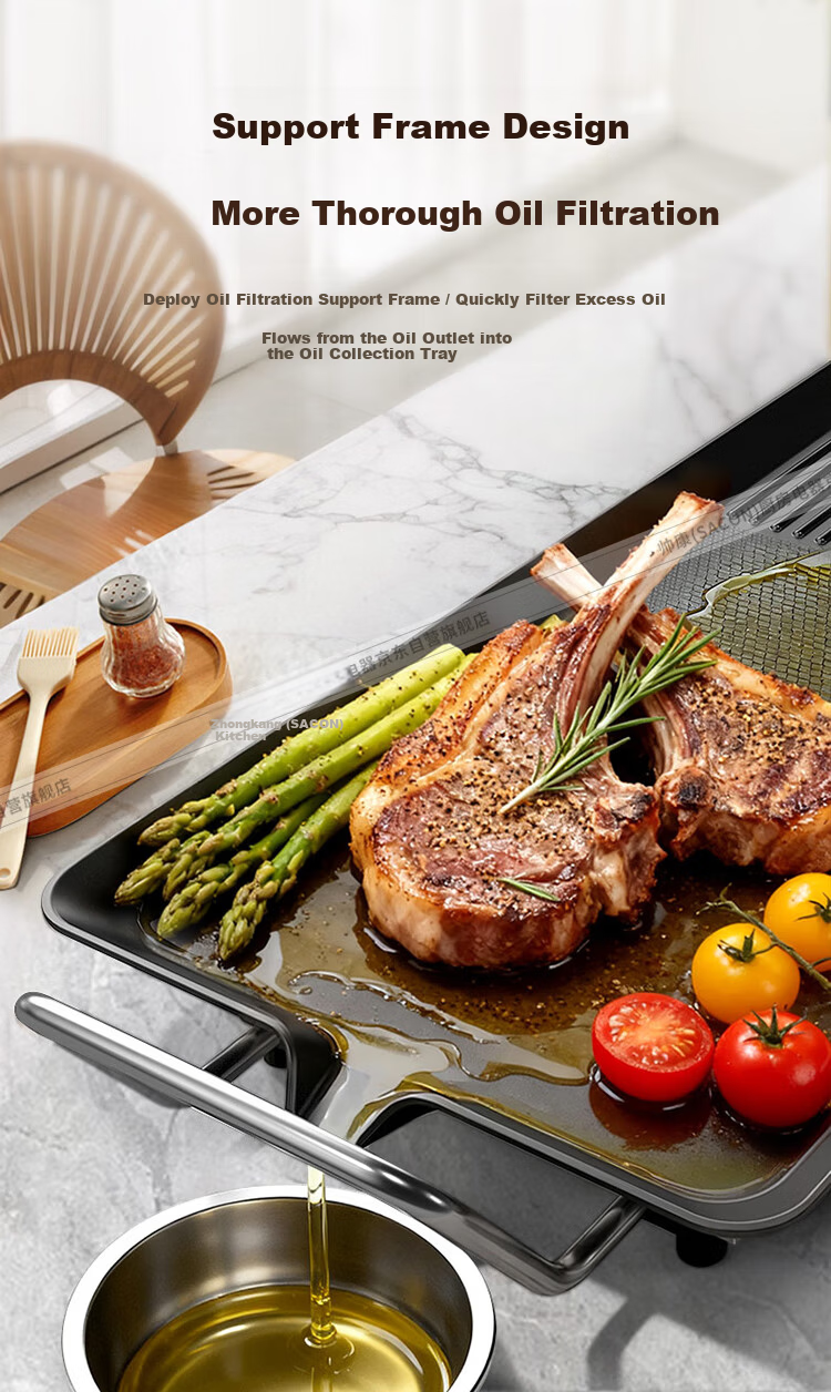 Sacon Electric Grill Multi-Function Non-Stick BBQ Pan Korean Style Griddle Large Capacity High Power DKMD-03AL 9
