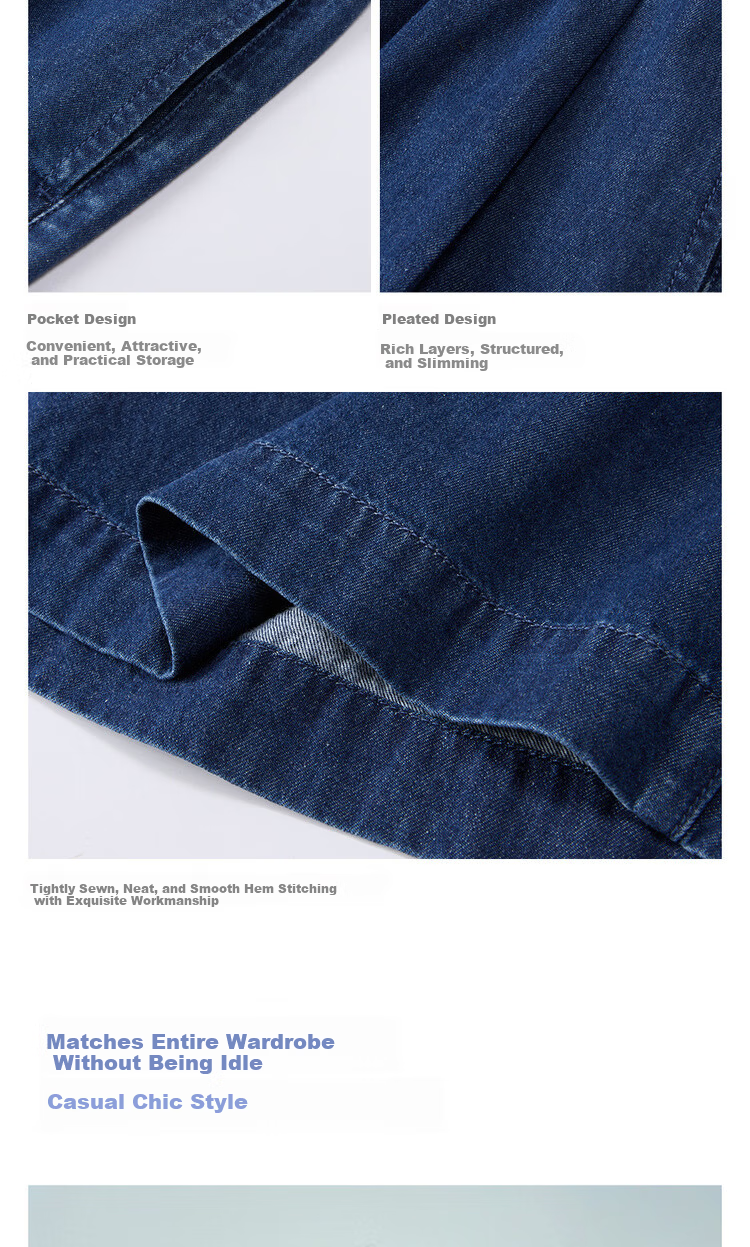 Giordano 2026 Summer Women's Pure Cotton Lightweight Pleated Drawstring Elastic Waist Cropped Wide-Leg Jeans 13416330 10