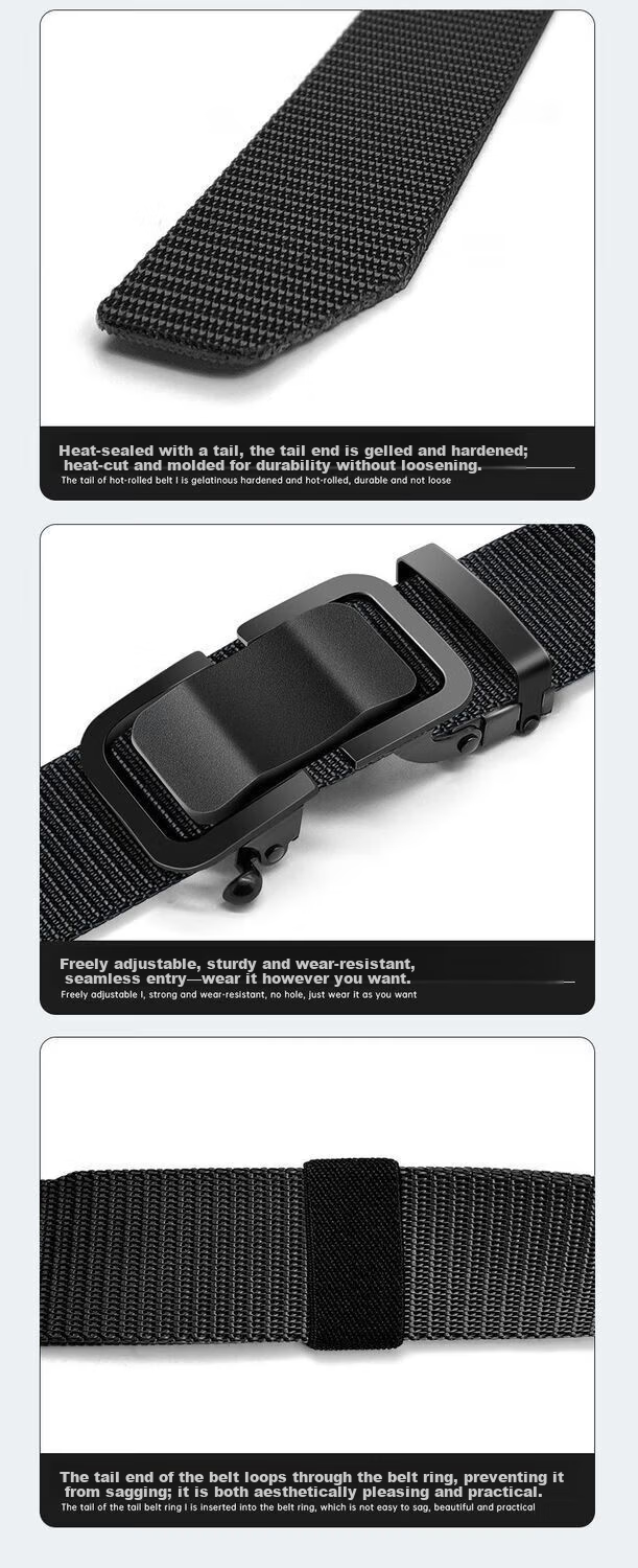 HOCR Men's Automatic Buckle Outdoor Climbing Casual Canvas Belt Trendy Versatile Simple Tactical Denim Belt 8