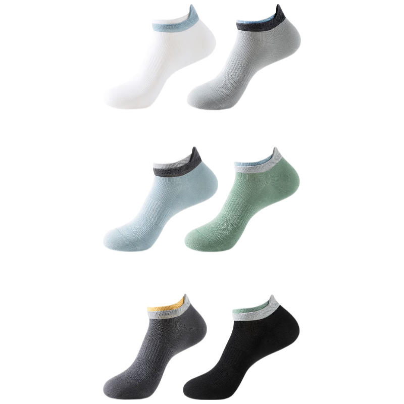 Mian Shisan Men's Short Socks Summer Thin Mesh Xinjiang Cotton 10A Antibacterial Deodorant Low-Cut Ankle Boat Socks 6 Pairs
