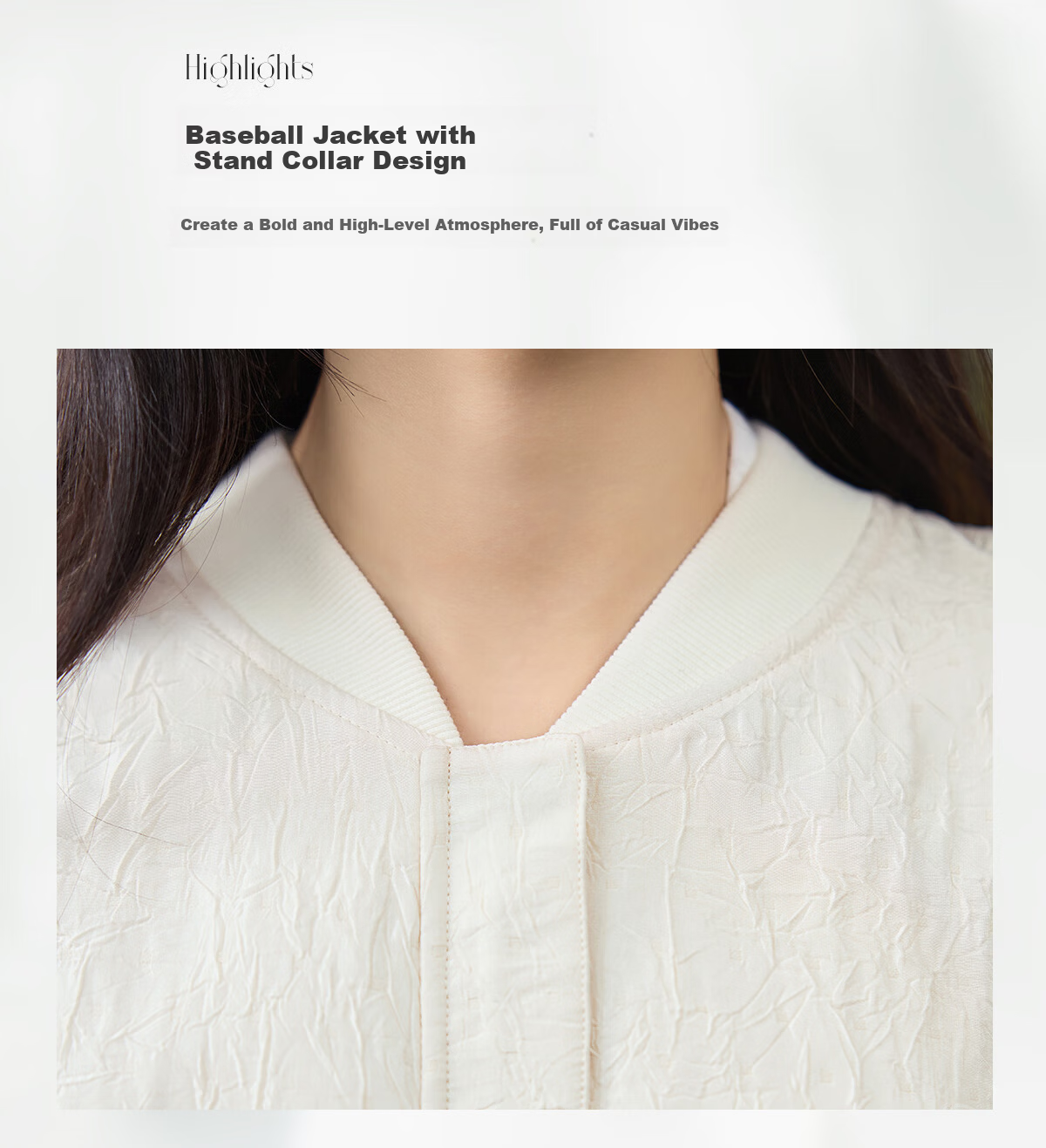 Taxiang Short Baseball Jacket for Women, Spring And Autumn Textured Design, Outerwear for Petite Figures, Cardigan T51D034 5