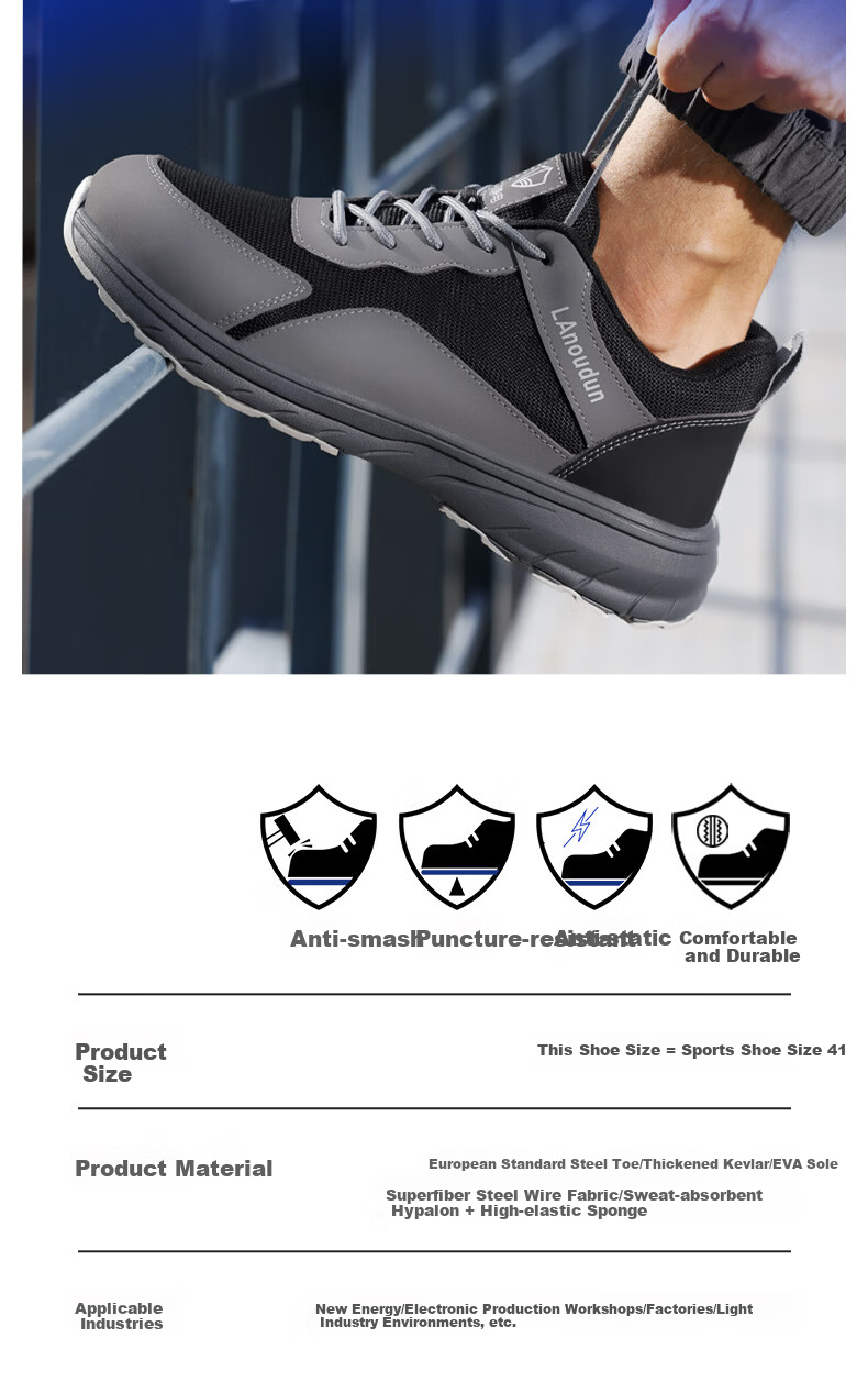 BlueOwl Shield Anti-Static Shoes Unisex Gas Station Summer Breathable Lightweight Non-Slip Durable Safety Work Shoes D289TBA Size 38 5