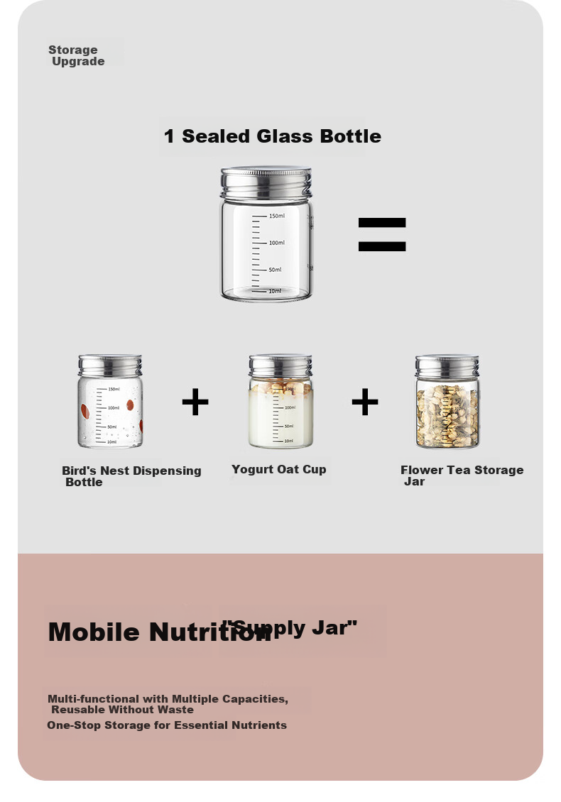 ANKOU Chinese Herbal Medicine Dispensing Bottles, Heat-Resistant Sealed Glass Bottles, Bird's Nest Cup Dispensing Bottles, Jars, Chinese Herbal Medicine Liquid Sealed Containers, Storage Bottles 20