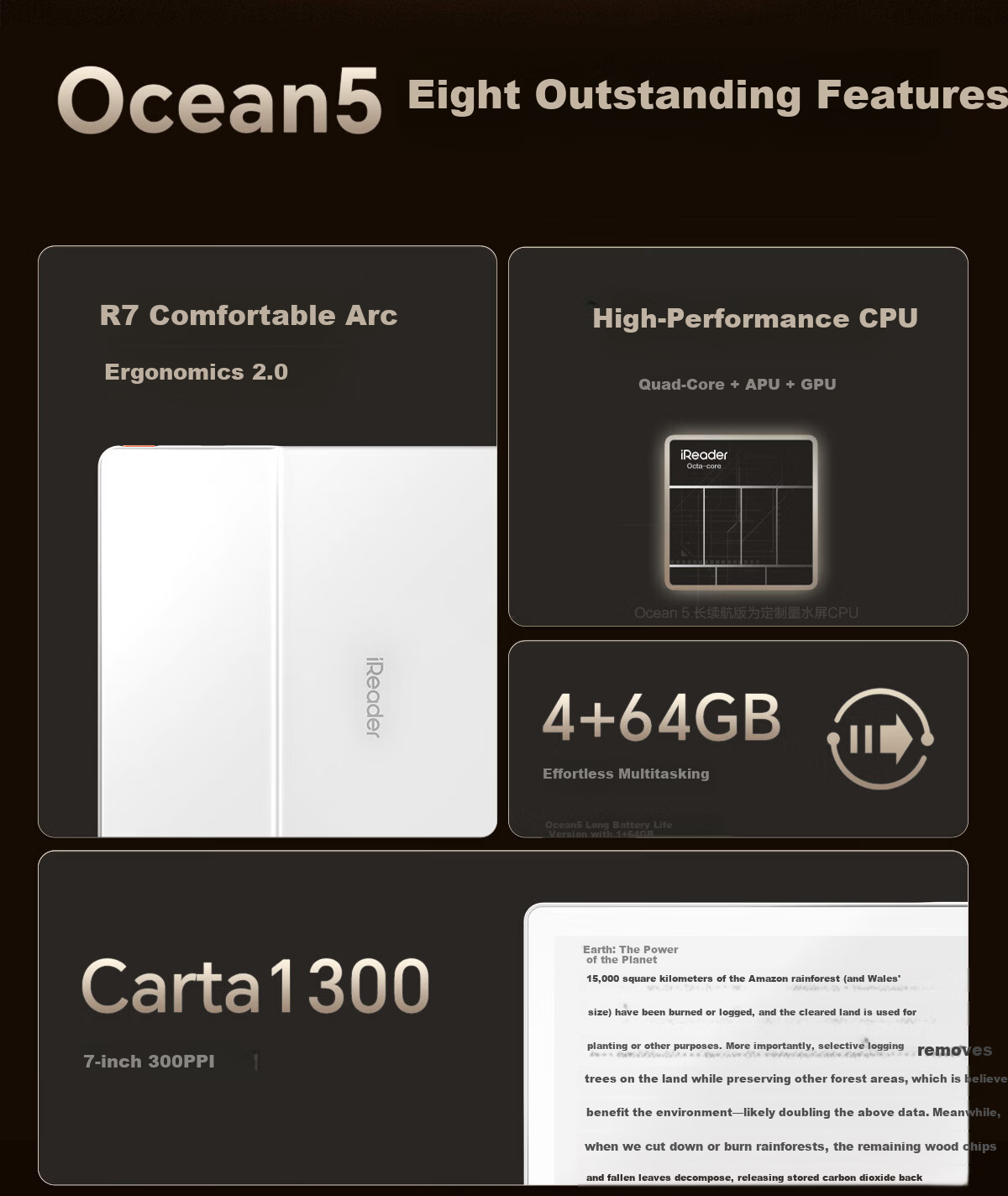 IReader Ocean5 7-inch Smart E-Reader AI E-Ink Tablet Portable Learning Electronic Book Reader Starry Black 2