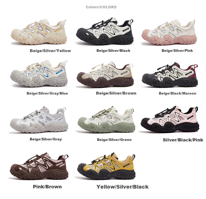 CAMEL Classic Ugly Cute Women's Fashion Colorblock Thick Sole Outdoor Casual Shoes L24S255657A Silver/Black/Pink Size 39 2
