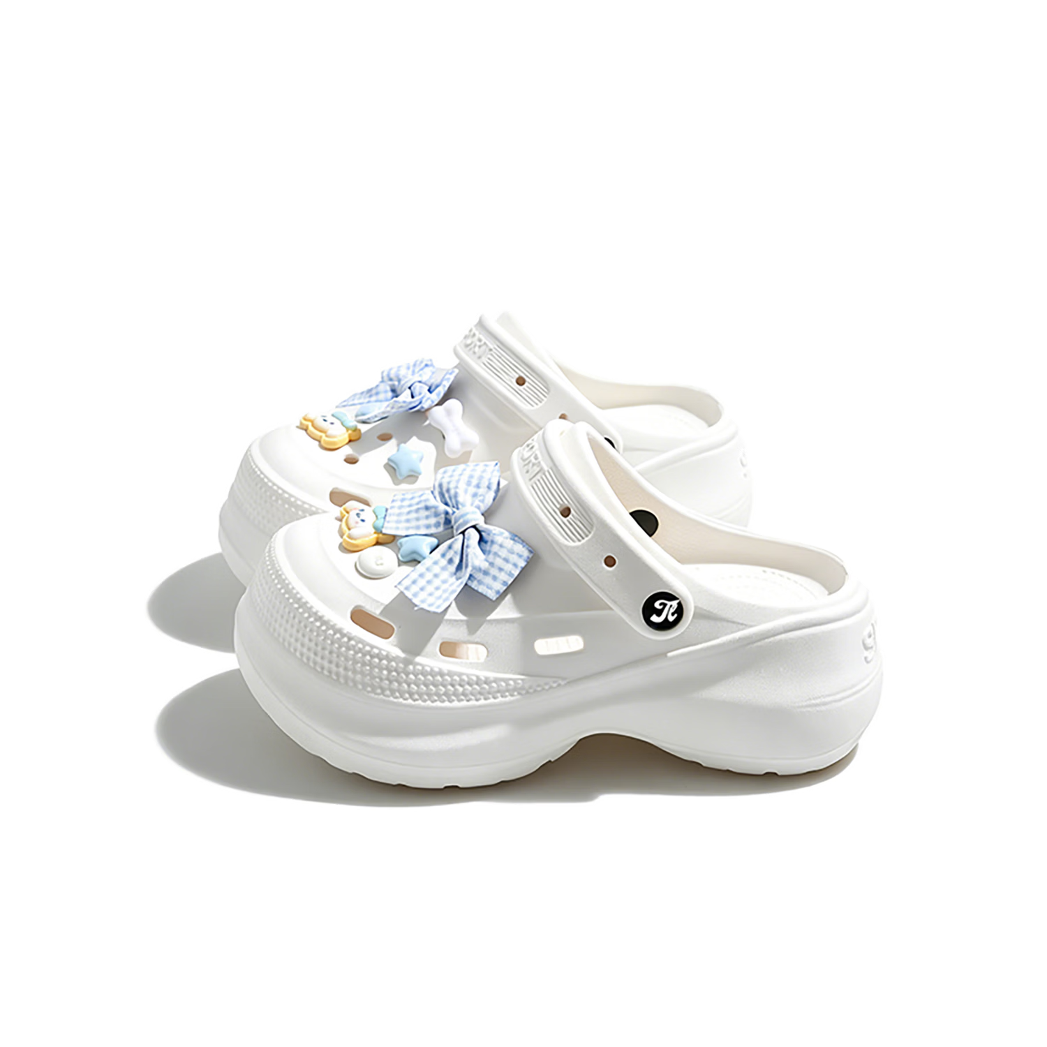 TonLion Women's Summer Breathable Closed-Toe Sandals, Thick-Soled Height-Increasing Beach Slippers, Trendy Blue, Size 39/40