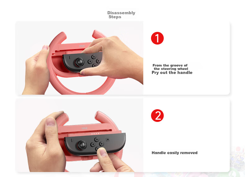 Liangzhi Compatible Nintendo Switch 2nd Gen Joy-Con Steering Wheel Black NS2 Motion Controller Accessory L1080 6