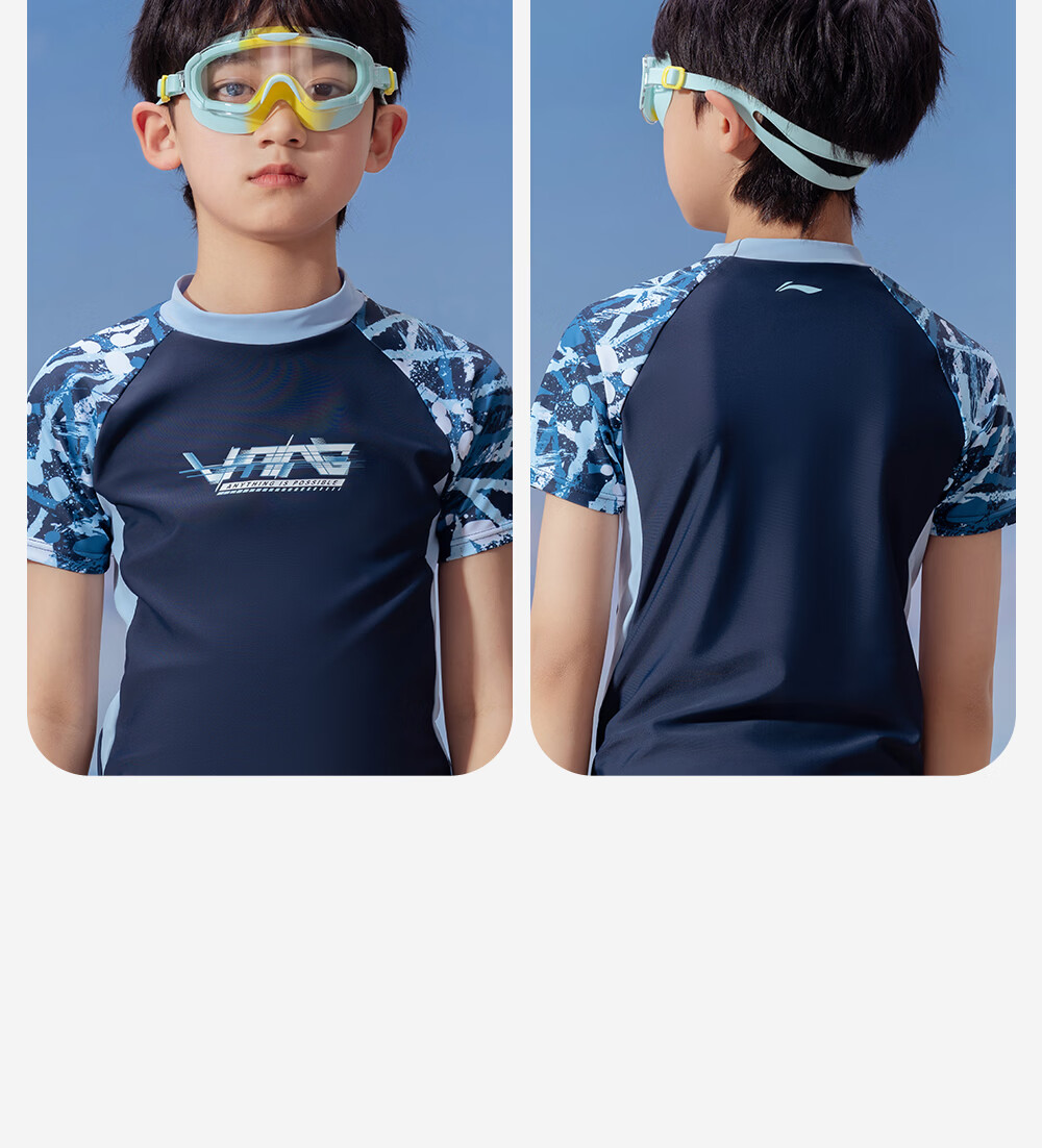 LI-NING Kids Swimming Goggles Boys Large Frame Waterproof Anti-Fog HD Youth Training Swim Glasses 20
