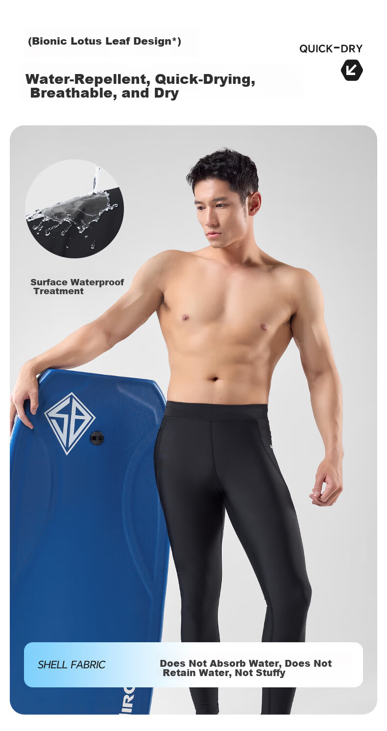 SWANS Men's Swim Pants Long Quick-Dry Sun Protection Anti-Embarrassment Diving Surfing Swimming Gear Black XL 3